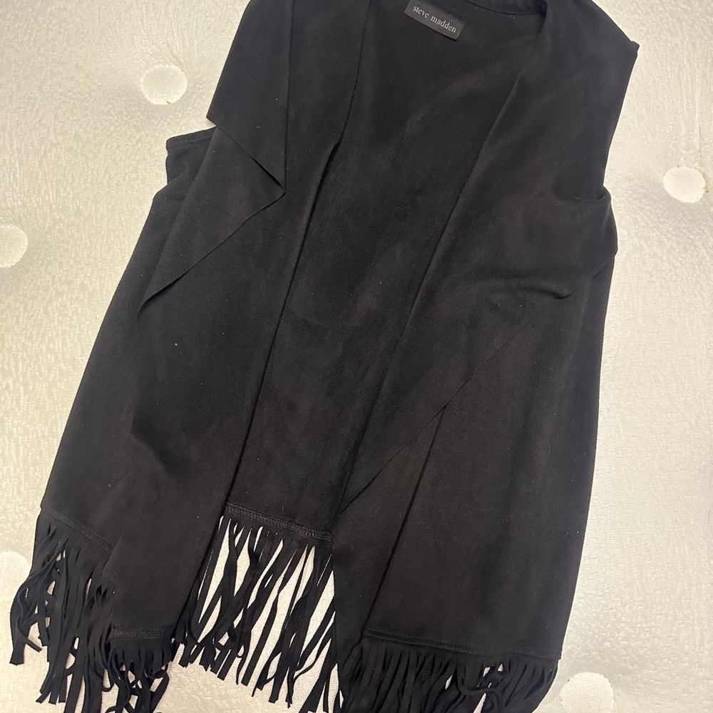 Steve Madden Black Fringe Suede Vest